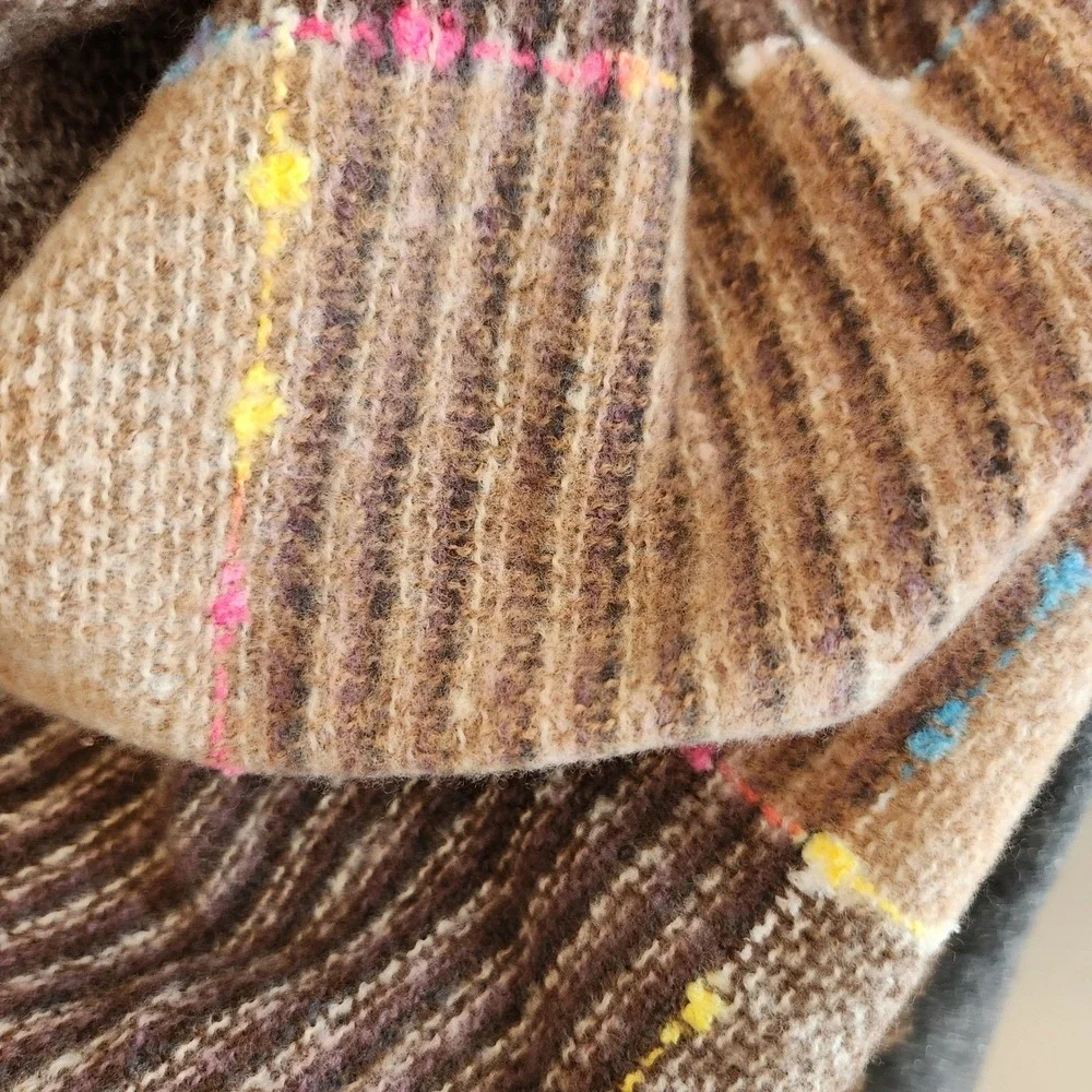 NWT Grace & Lace Brown Plaid Blanket Scarf  Fringe Winter Autumn Warm Shawl Wrap